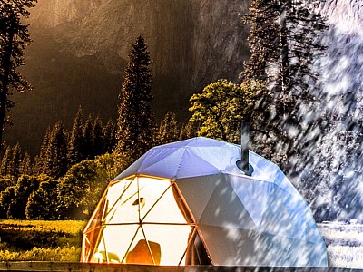 Comfortable all-seasons camping is now possible in our Glamping GeoDomes.